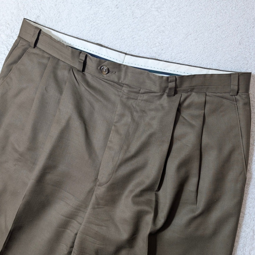 Lauren Ralph Lauren Pants Mens 36/29 Olive Brown Wool Cashmere Pleated Cuffed